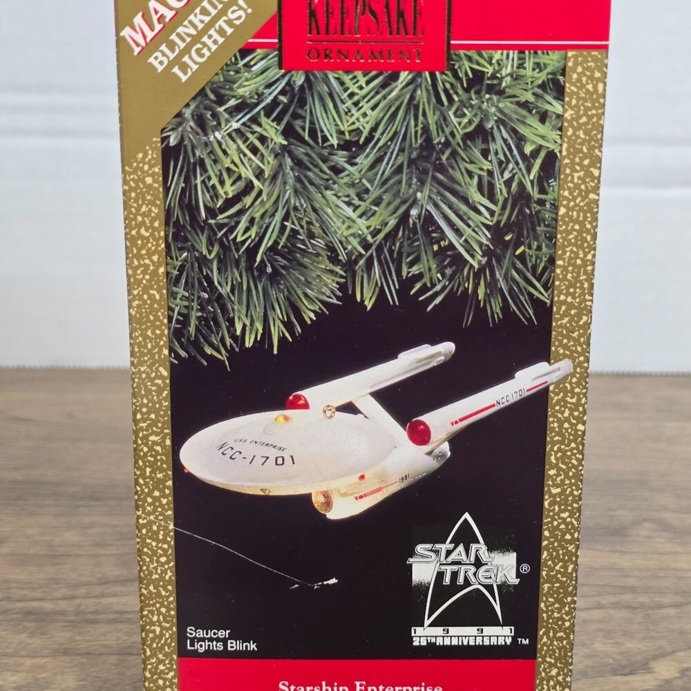 1991 Hallmark Keepsake Star Trek Starship Enterprise Ornament 25th Anniv